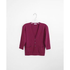 Margaret Howell Magenta Pink Wool V-Neck Cardigan est. Small